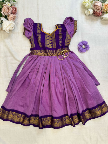 purple kalyani cotton kids dress