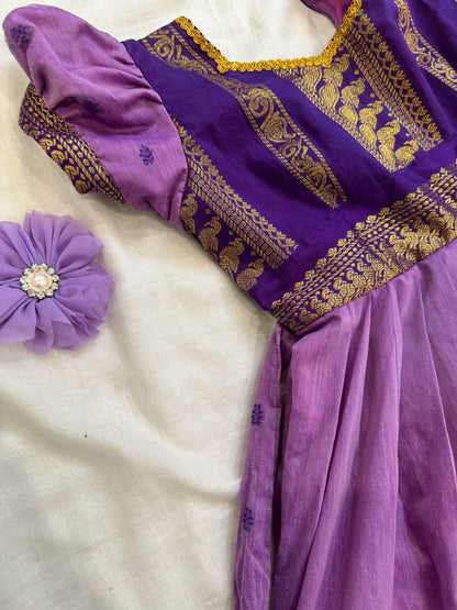 Purple Storm - Kalyani Cotton Mother and Daughter Matching Indian Ethnic Dress Set - Natyamama