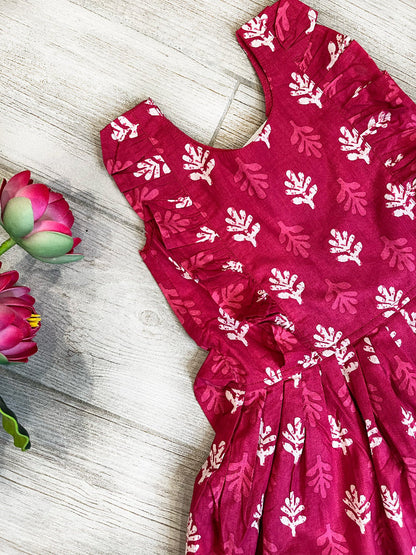 Cotton pink tie back dress for girls