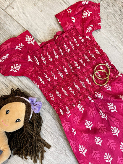 pink cotton girls romper
