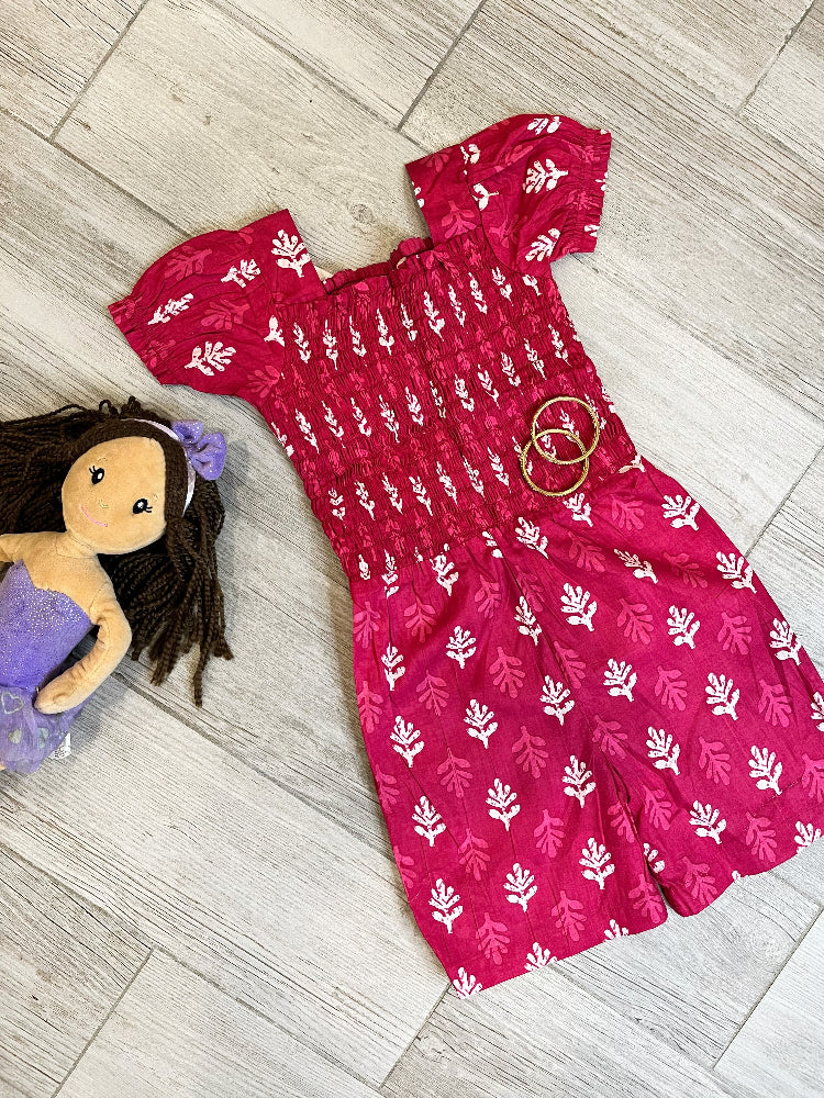 pink cotton girls romper