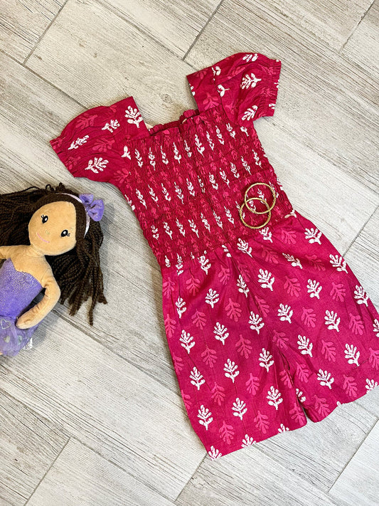 pink cotton girls romper