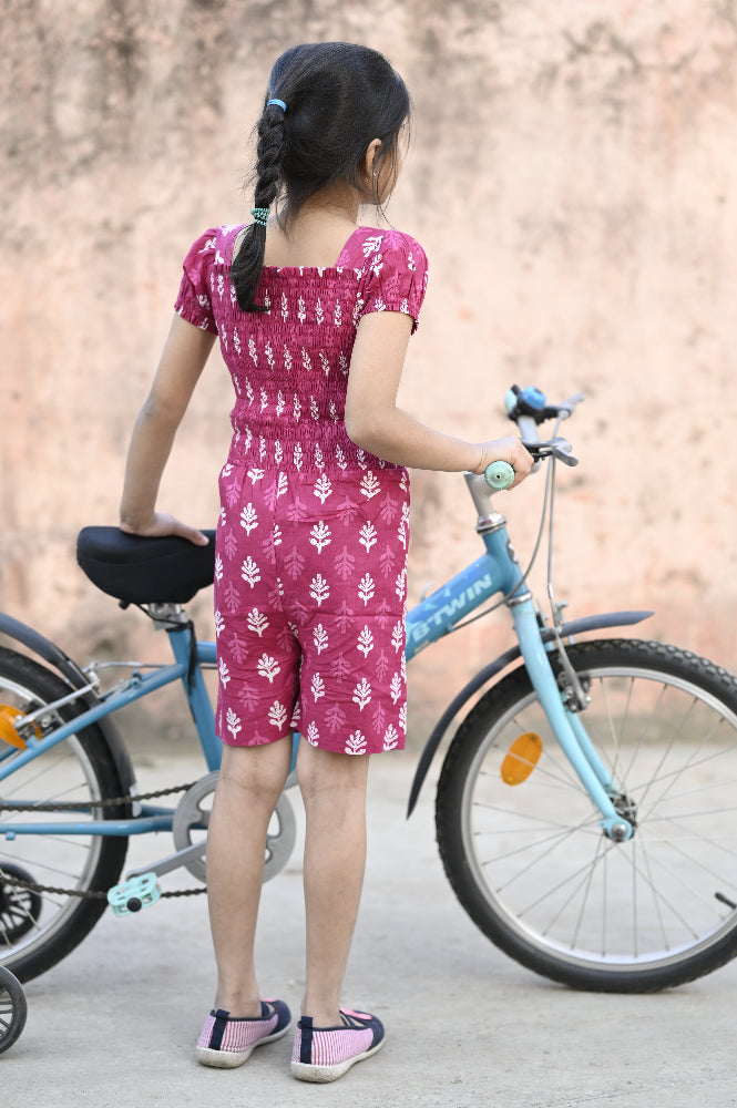 pink cotton girls romper