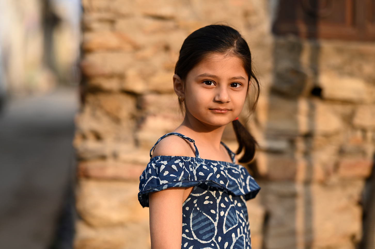 Indigo hand block printed girls romper