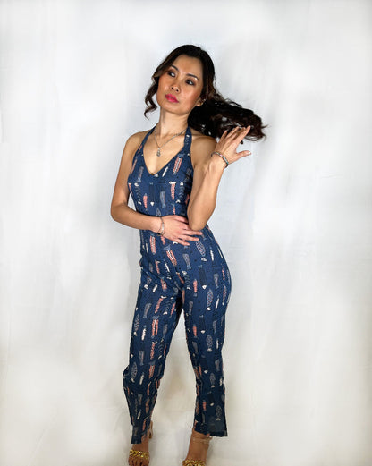cotton animal print jumpsuit for women