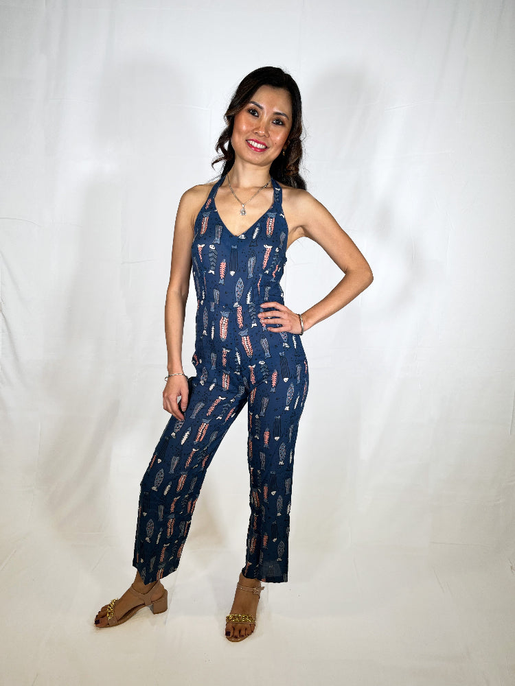 cotton animal print jumpsuit for women