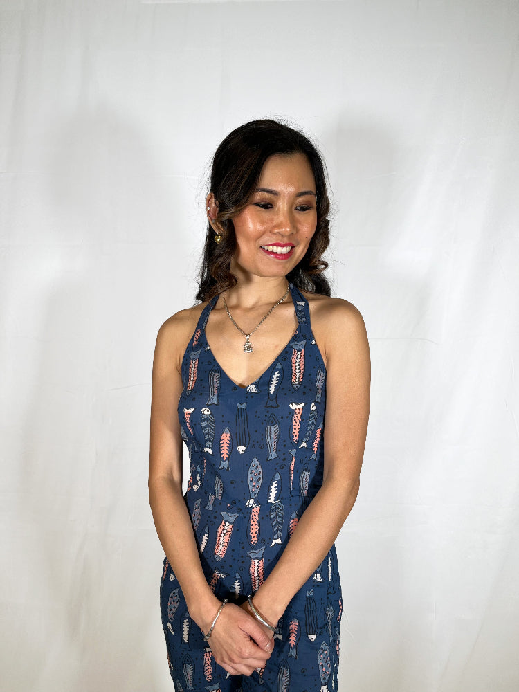 cotton animal print jumpsuit for women