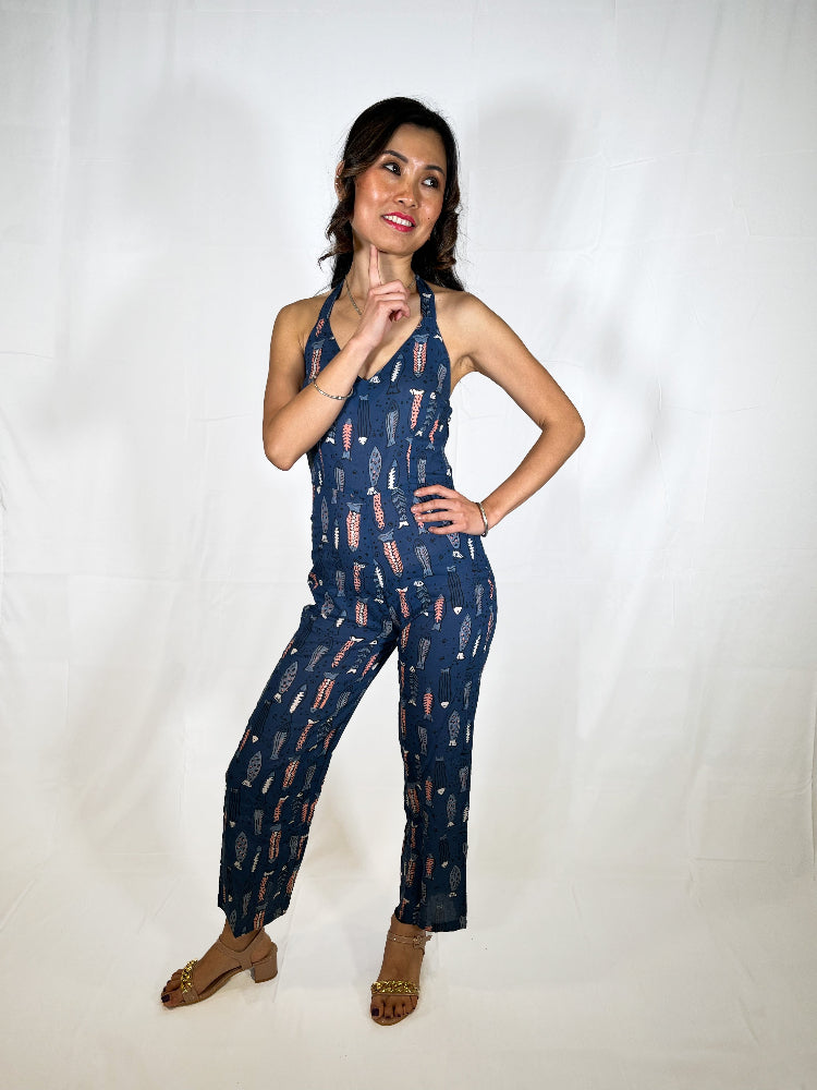 cotton animal print jumpsuit for women