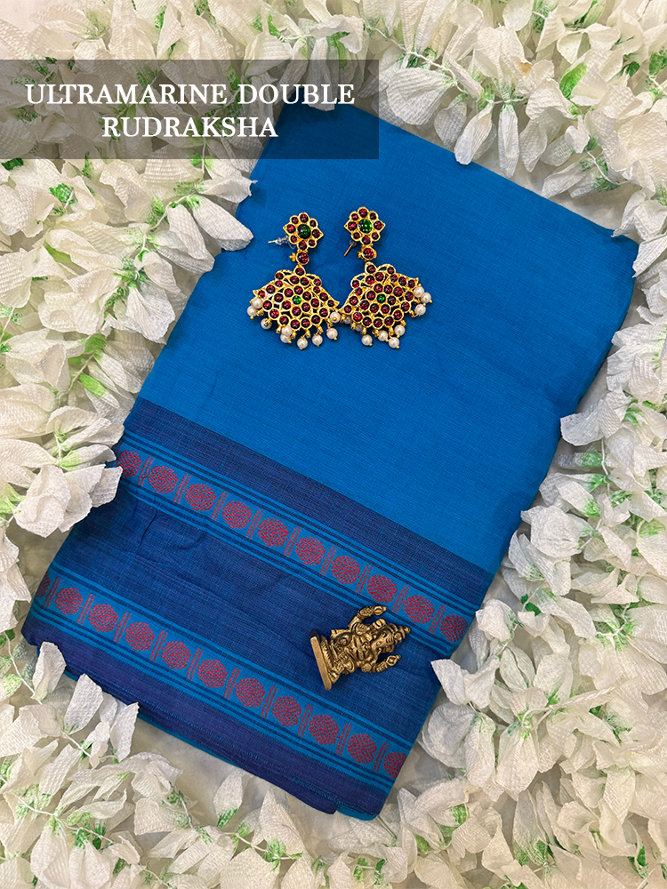 Blue cotton dance practice saree for Bharatanatyam, Kuchipudi and Odissi